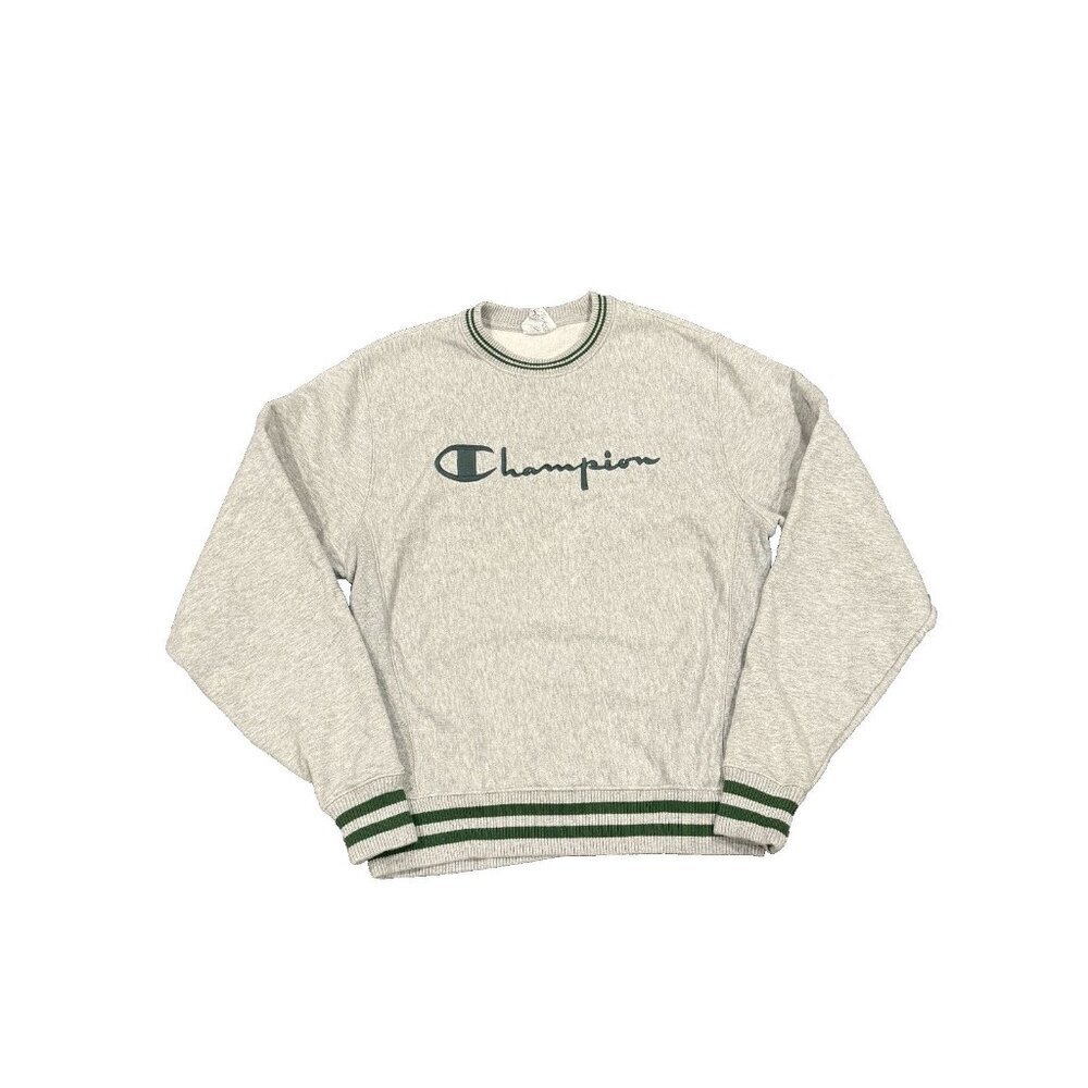 Vintage Reverse Weave Champion Green Gray Grey Sweater Pullover Hoodie Sz Small